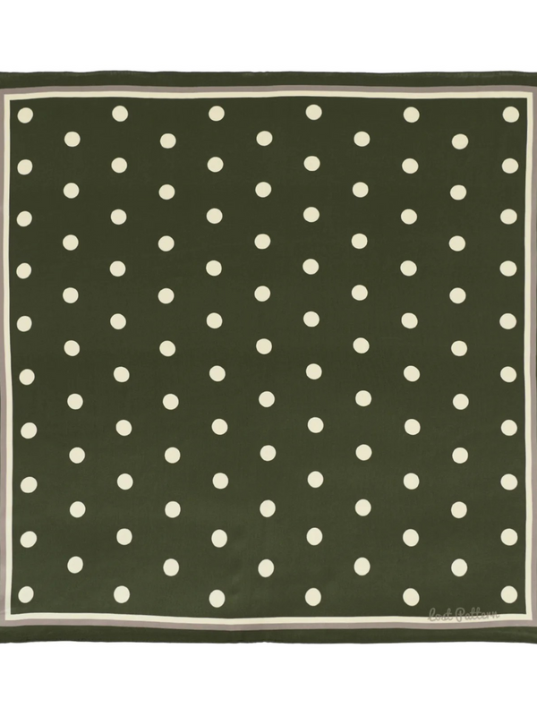 "Retro Polka" Silk Bandana Scarf - Matcha