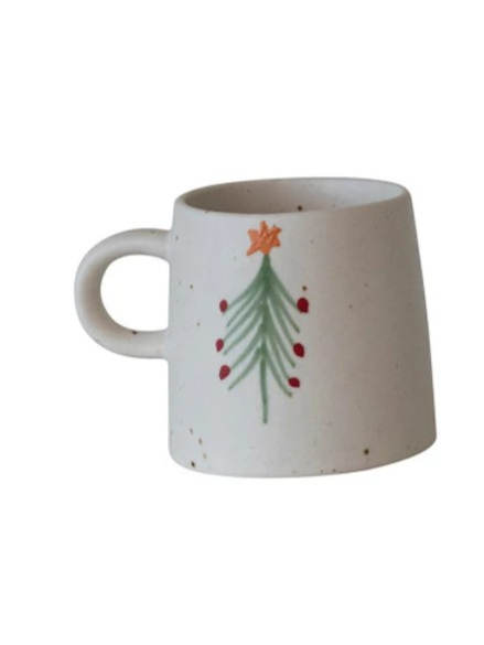 12 oz Stoneware Mug w/ Christmas Tree