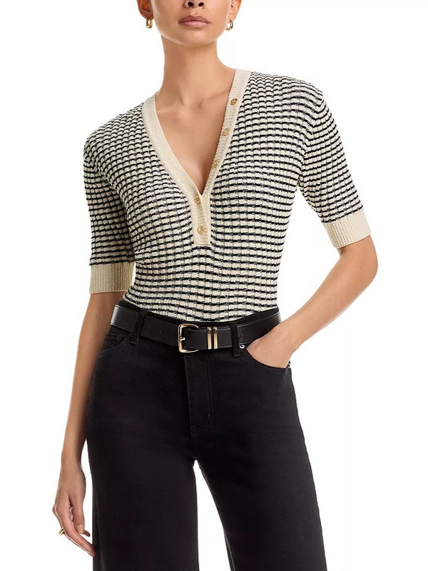 The Stripe V Neck Sweater