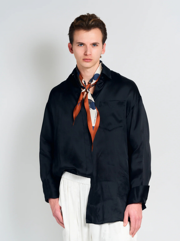 "Noir Floral" Silk Diamond Neckerchief