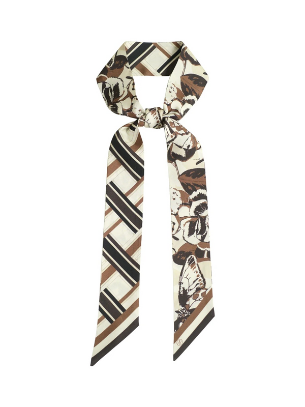 Lost Pattern x Leatherology Silk Twill Skinny Scarf - Neutral