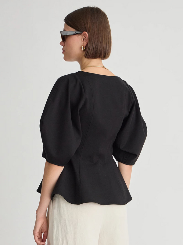 Bebe Ponte Peplum Top