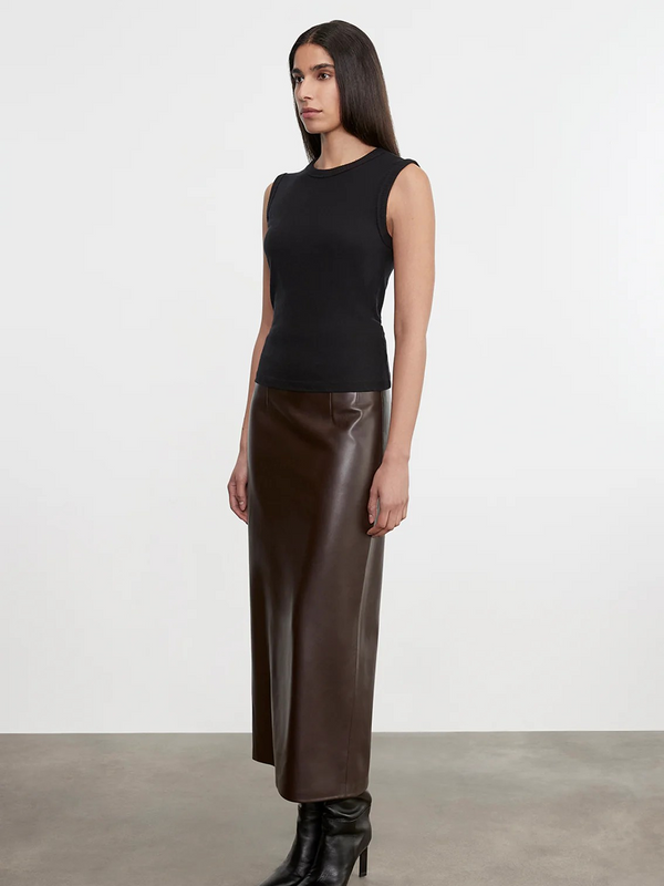 Leather Hi-Waist Curve Skirt