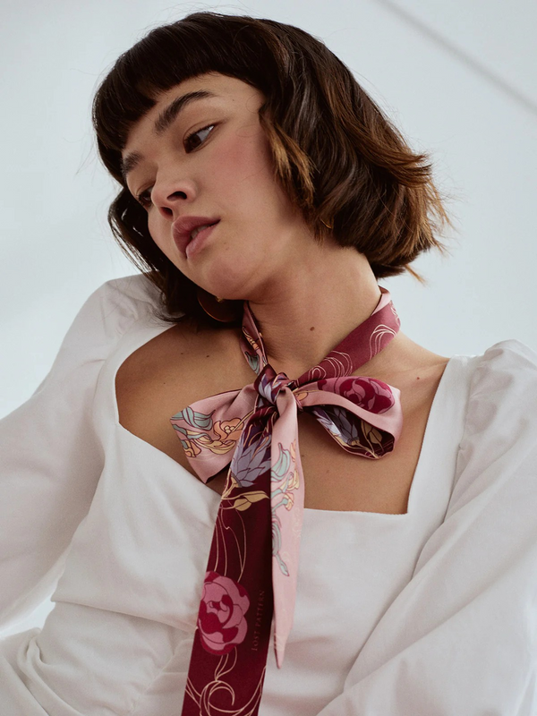 "Dream Hunter" Silk Skinny Scarf - Ruby Red