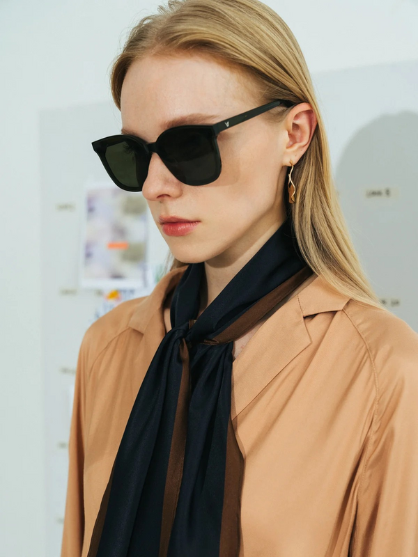 "Satin" Silk Neck Scarf - Black