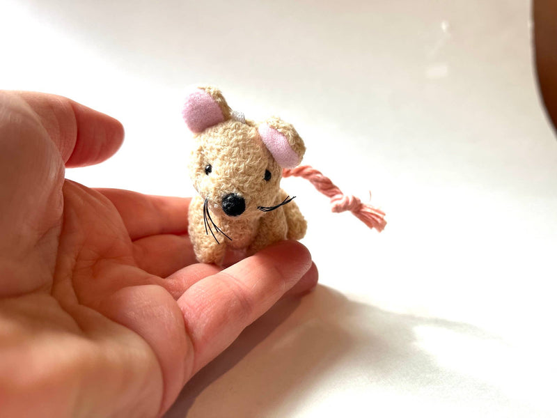Miniature Plush Mouse Beige