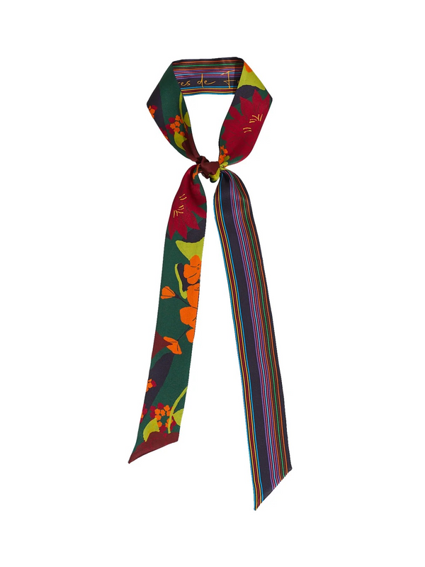 FRIDA x LOST PATTERN "Frida's Garden" Silk Skinny Scarf - Purple