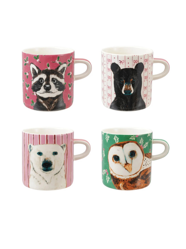 16oz Stoneware Mug w/ Holiday Pattern/Animal
