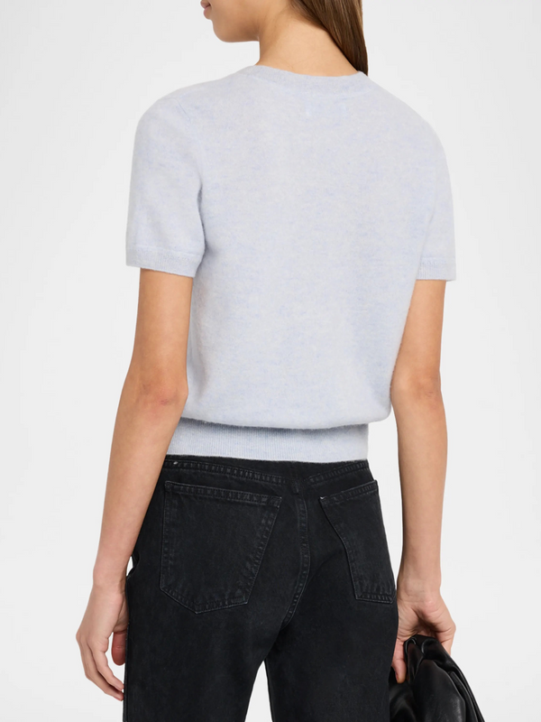 Cashmere Short Sleeve Cropepd Pullover