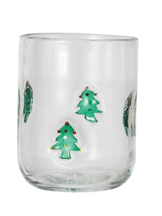 16 oz Drinking Glass w/ Embedded Holiday Icon
