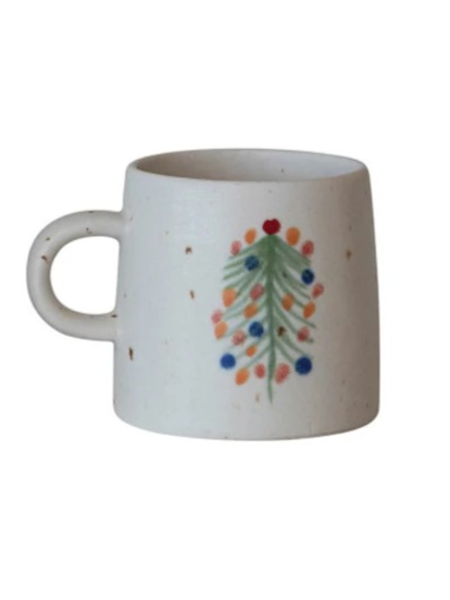 12 oz Stoneware Mug w/ Christmas Tree