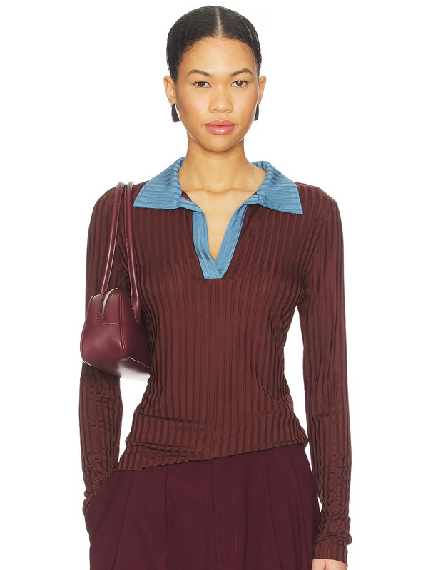 Natalia Colorblock Long Sleeve Polo