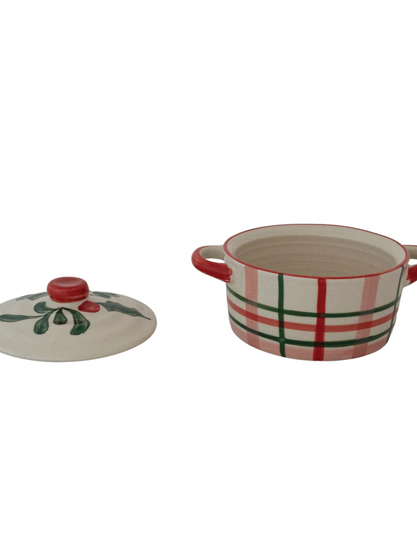 2-1/2 Cup Hand-Painted Stoneware Baker w/ Lid