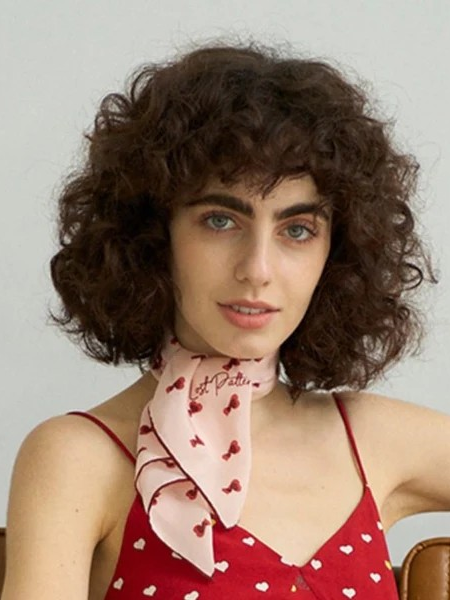 "Twin Hearts" Silk Crepe Bandana - Light Pink