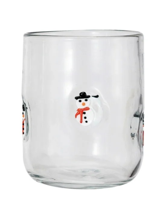 16 oz Drinking Glass w/ Embedded Holiday Icon