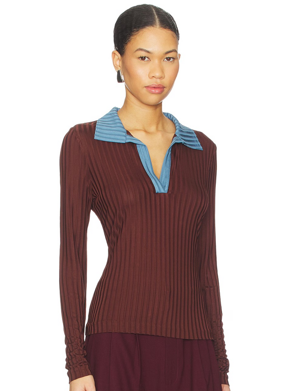 Natalia Colorblock Long Sleeve Polo