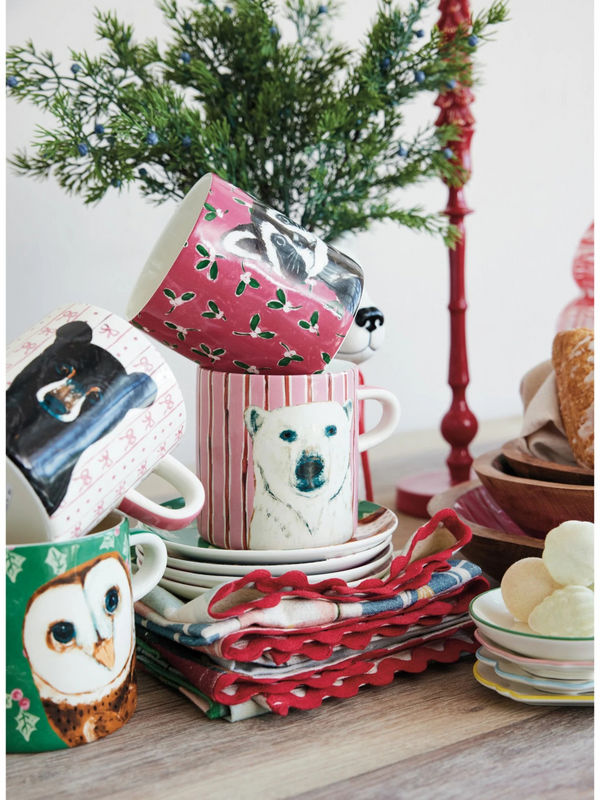 16oz Stoneware Mug w/ Holiday Pattern/Animal