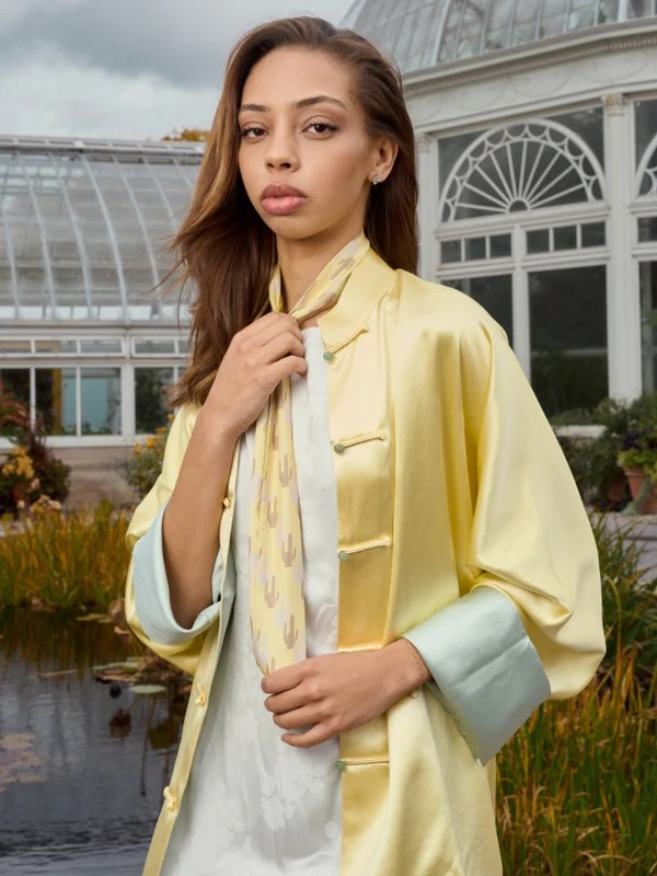 "Oasis Charms" Silk Skinny Scarf - Green