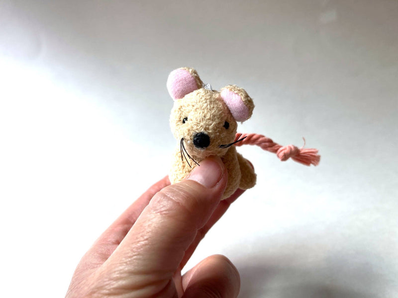 Miniature Plush Mouse Beige