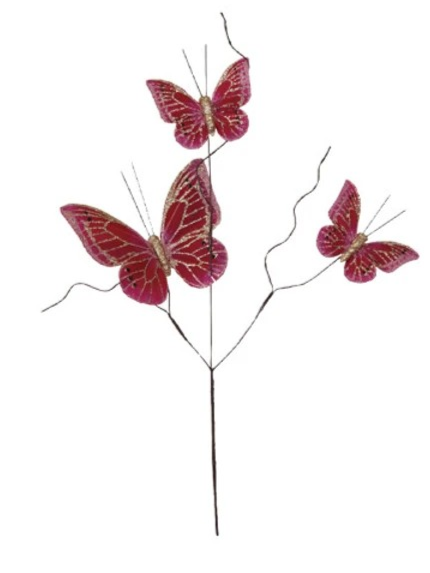 Faux Feather Butterfly Spray w/ Glitter