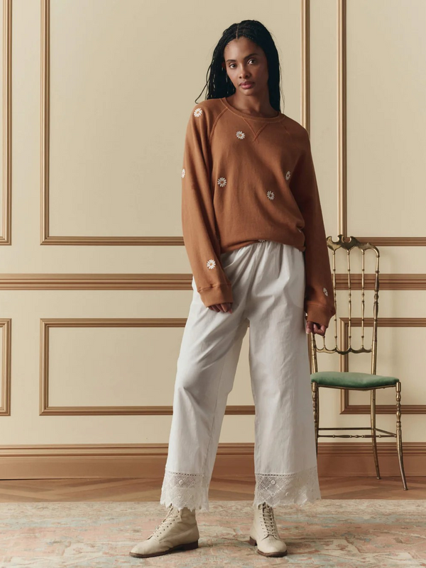 The Slouch Sweatshirt W/ Floating Daisy Embroidery
