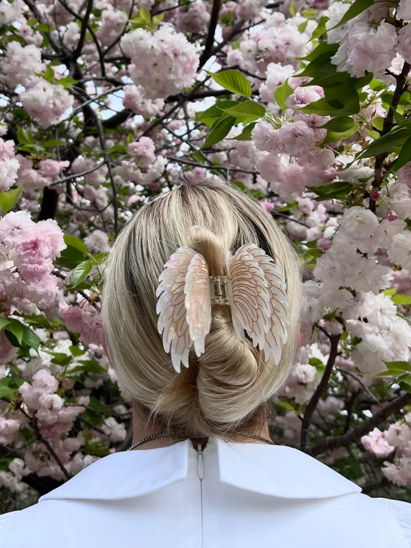 Hand-painted Angel Wings Claw Hair Clip