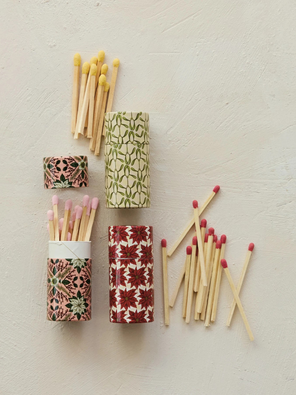 Safety Matches in Tube Matchbox w Seasonal Pattern