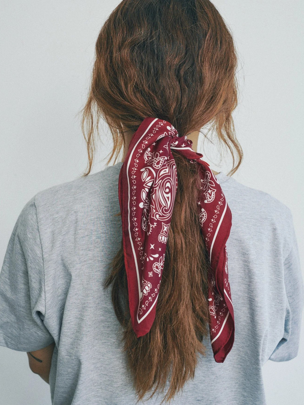 “Paisley" Silk Bandana Scarf - Rodeo Red