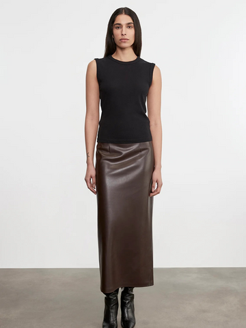 Leather Hi-Waist Curve Skirt