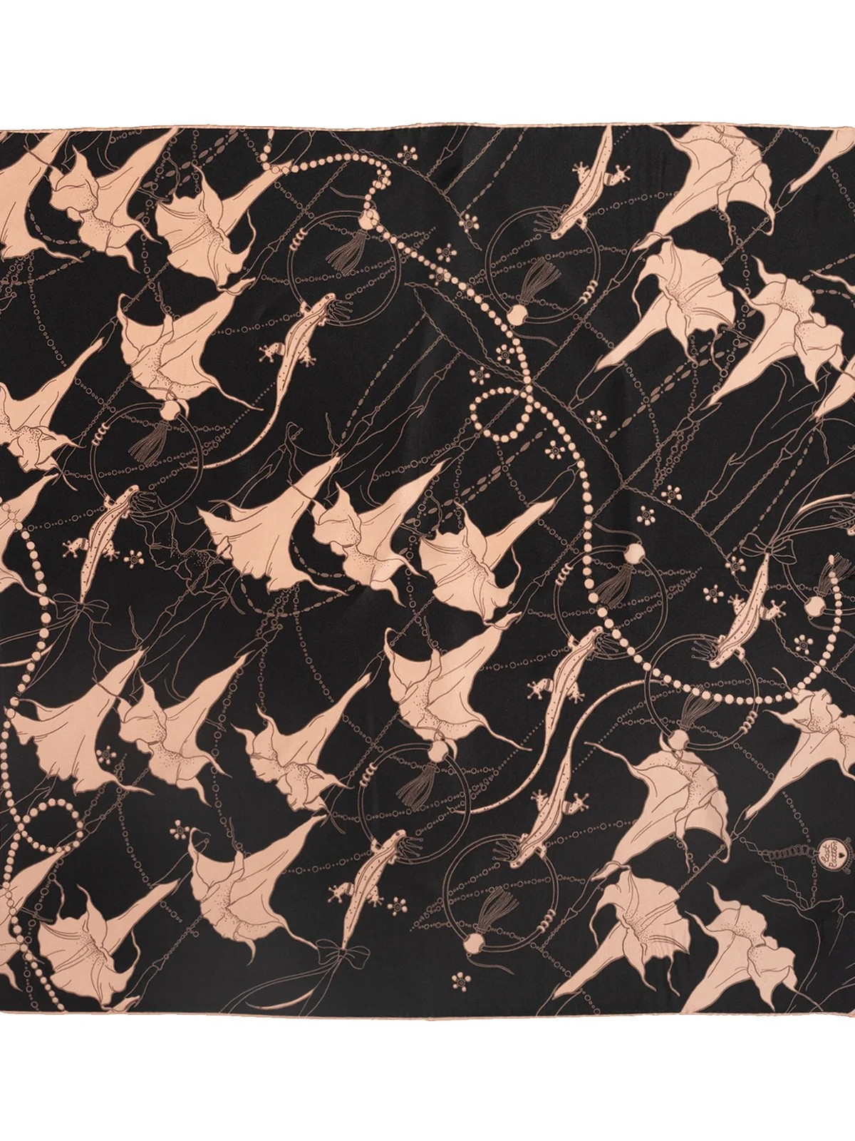 "Datura" Silk Bandana Scarf - Espresso