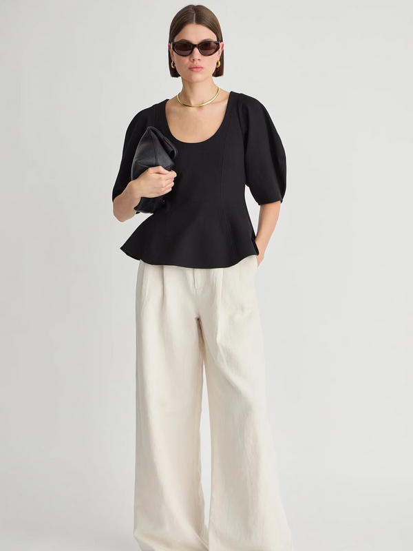 Bebe Ponte Peplum Top