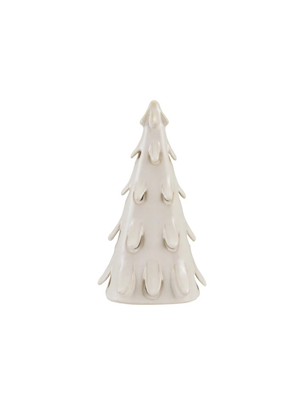 Handmade Stoneware Tree w/ Cut-Outs & LED Light