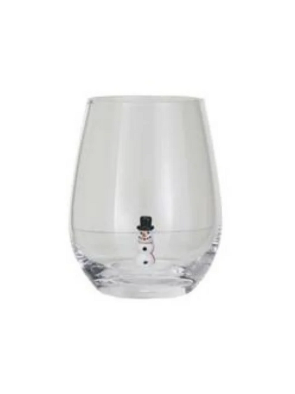 Stemless Wine Glass w/ Holiday Figure Inside, 8 Styles