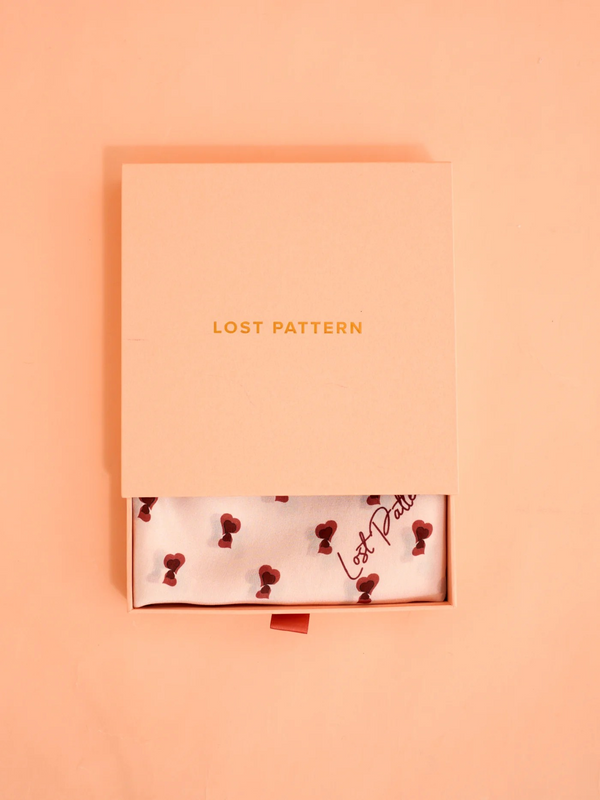 "Twin Hearts" Silk Crepe Bandana - Light Pink