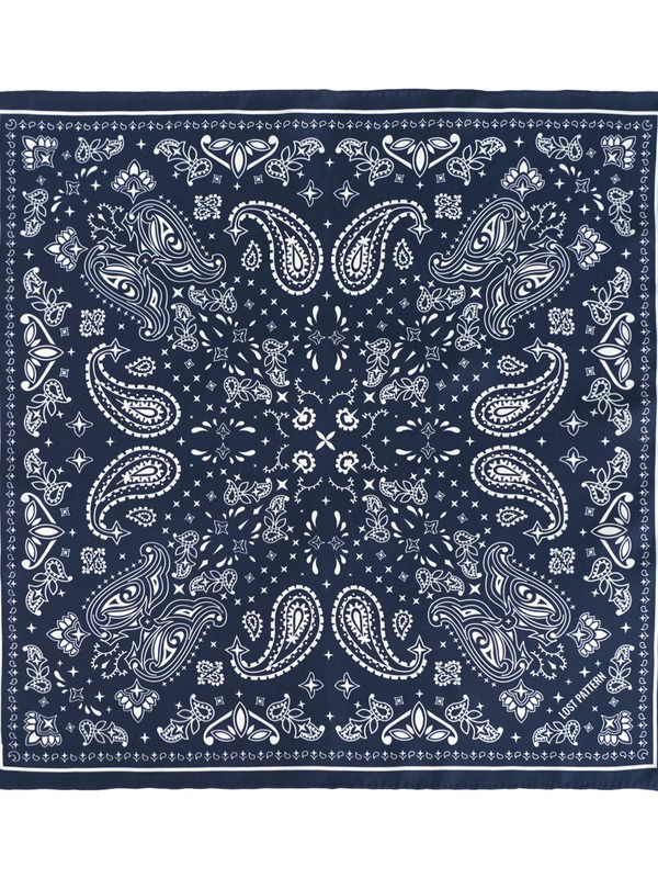 “Paisley" Silk Bandana Scarf - Midnight Blue