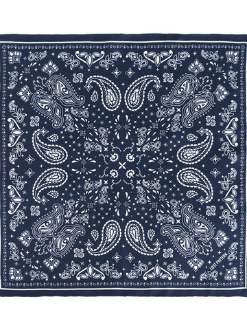 “Paisley" Silk Bandana Scarf - Midnight Blue