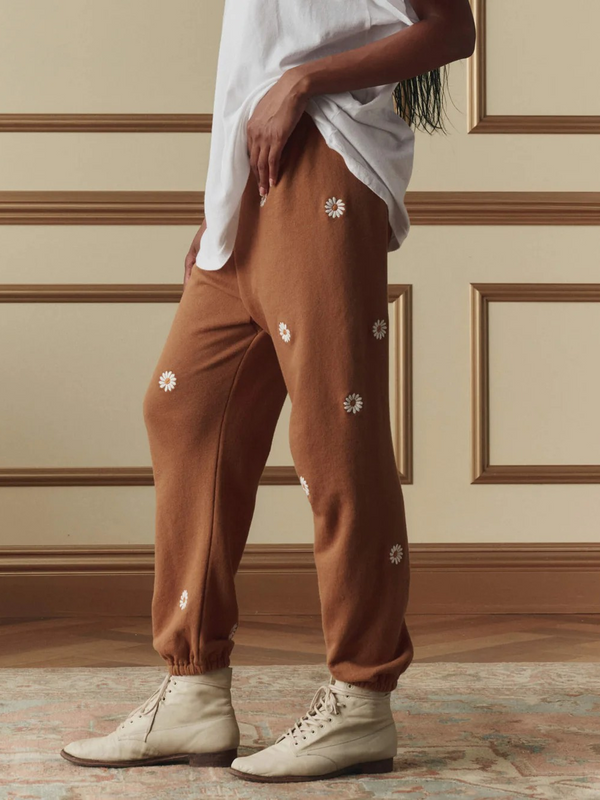 The Stadium Sweatpant W/ Floating Daisy Embroidery