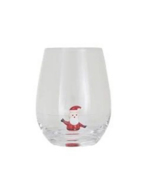 Stemless Wine Glass w/ Holiday Figure Inside, 8 Styles