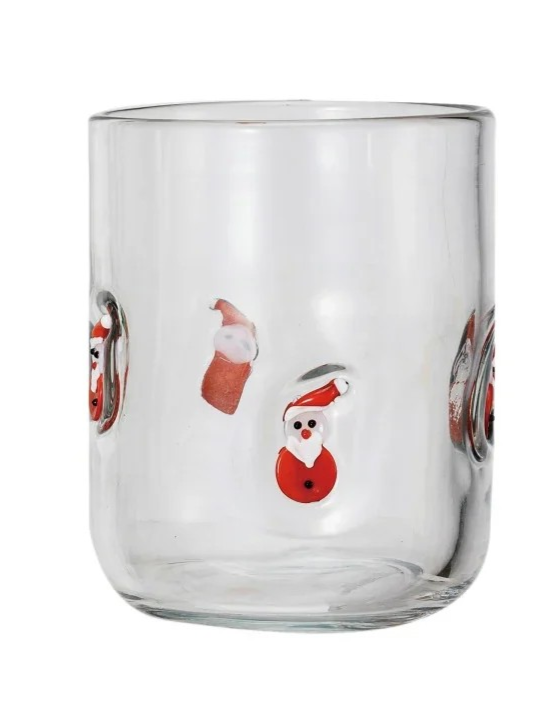 16 oz Drinking Glass w/ Embedded Holiday Icon
