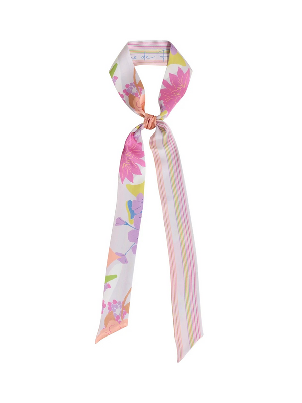 "Frida's Garden" Silk Skinny Scarf - Pink