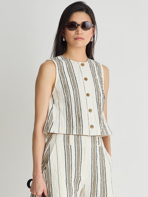 Stripe Godet Tank