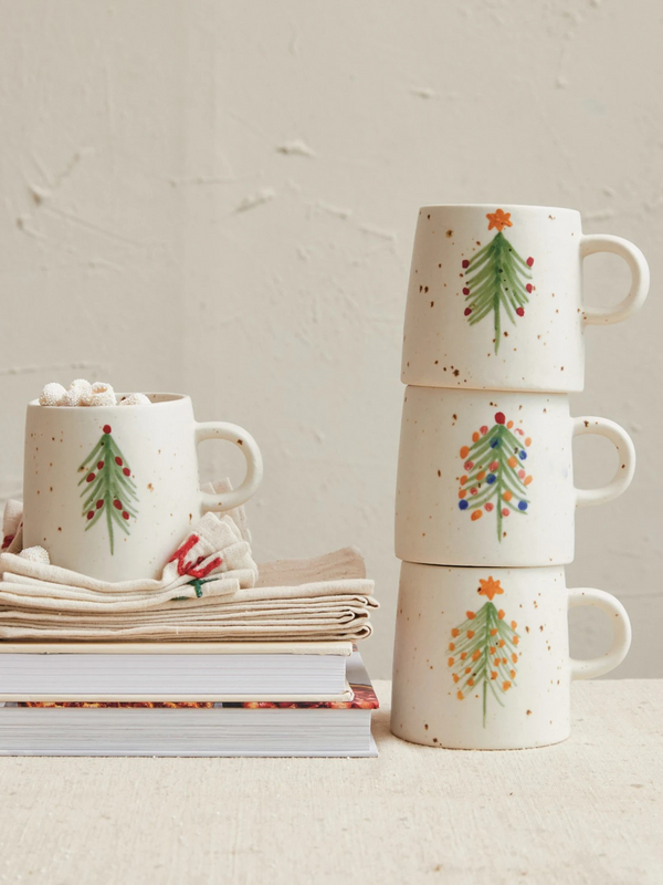 12 oz Stoneware Mug w/ Christmas Tree