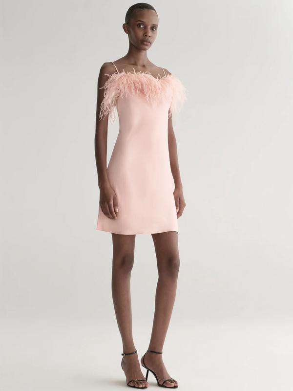 Opal Feather Trimmed Mini Dress