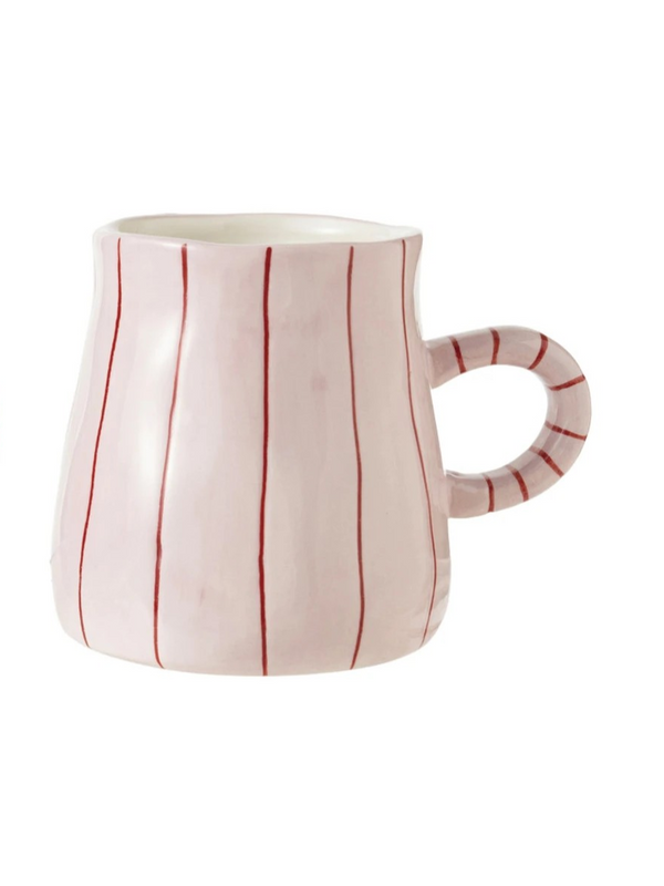 14 oz Hand-Painted Stoneware Striped Organic Shaped Mug