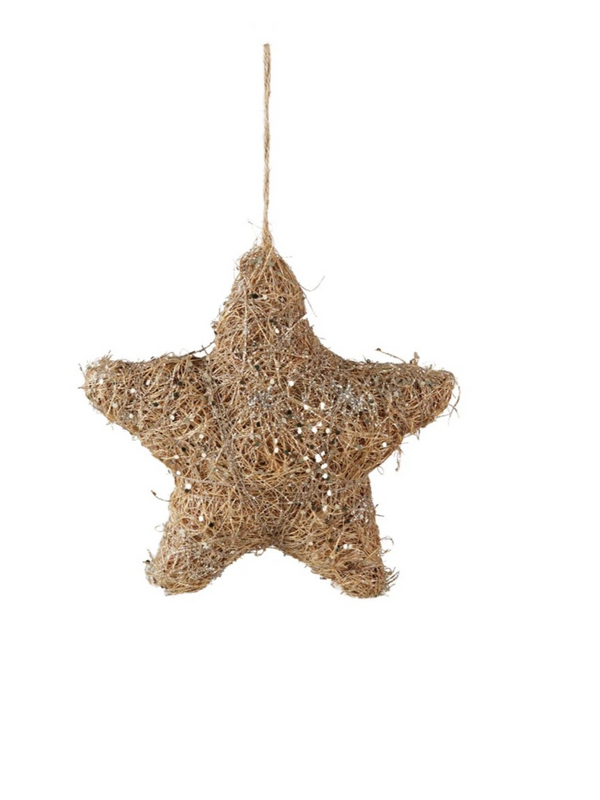 Grass Star Ornament w/ Glitter