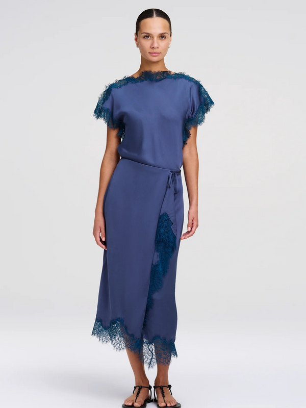 Bree Satin and Lace Midi Skirt