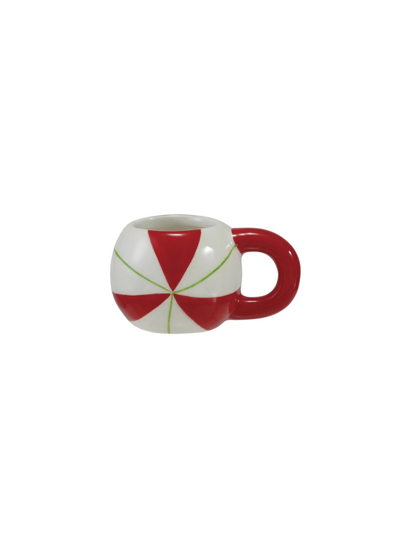 Hand-Painted Ceramic Mug Shaped Toothpick Holder w/ Candy Stripes