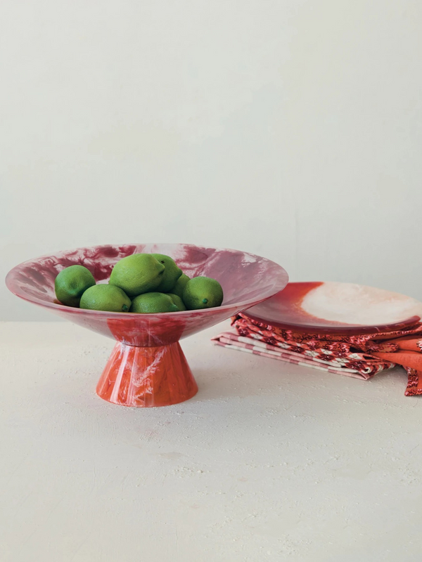 Marbled Resin Footed Bowl