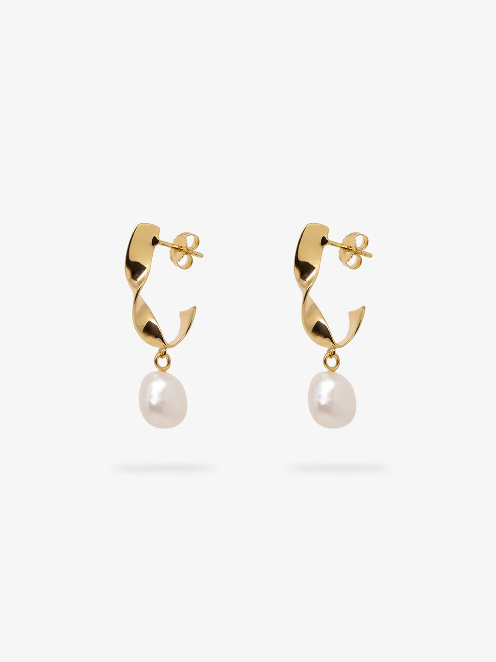 Sculpt Pearl Hoops - Gold