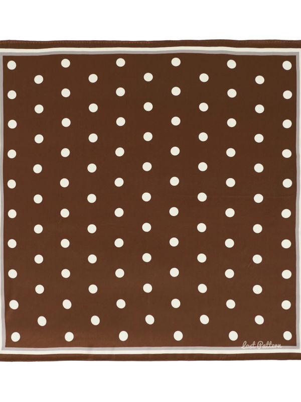 "Retro Polka" Silk Bandana Scarf - Cafe Au Lait